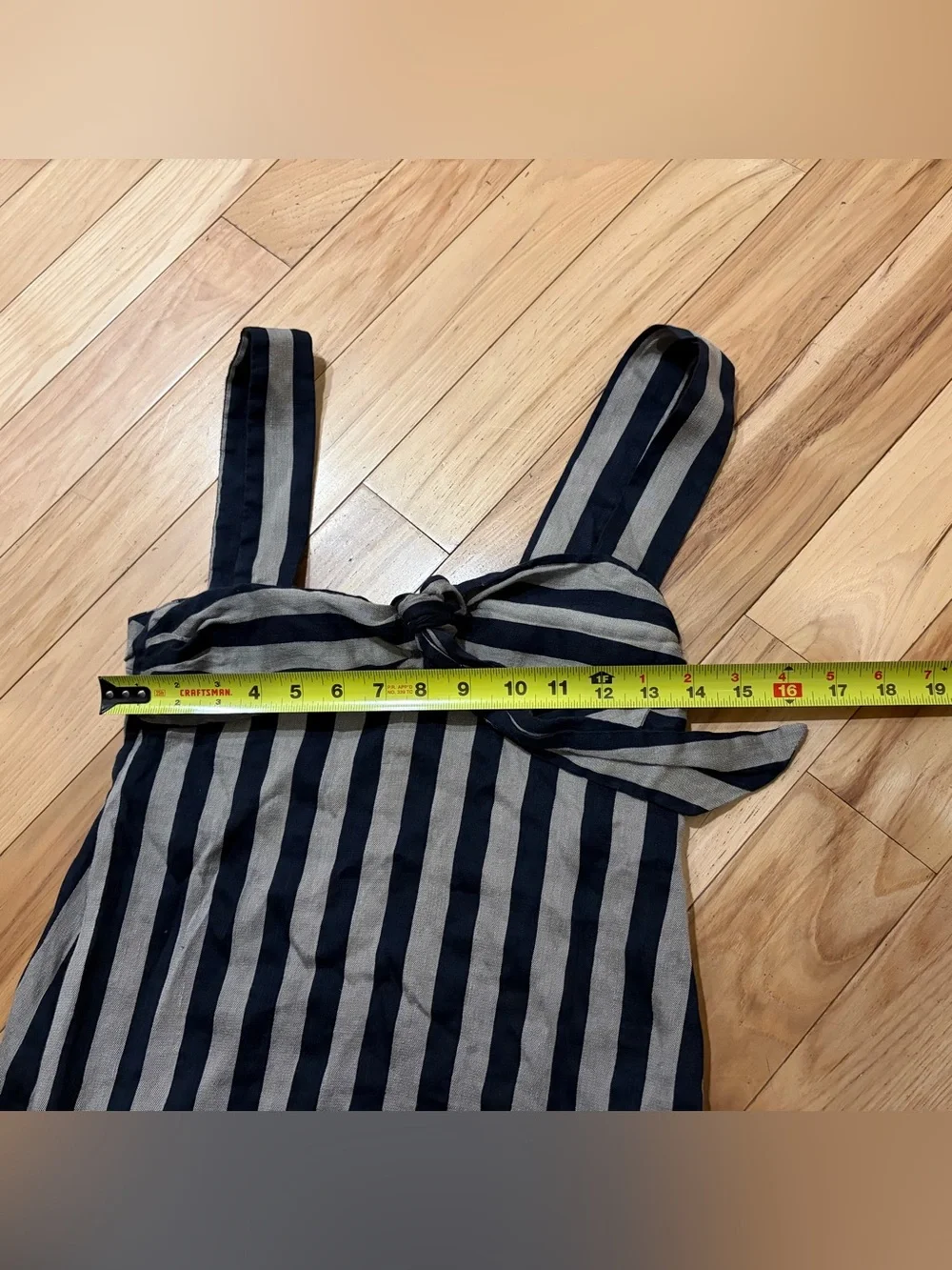 Massimo Dutti Linen Blend Vertical Stripes Blue & Silver Sleeveless Maxi Dress 4 - Picture 6 of 7
